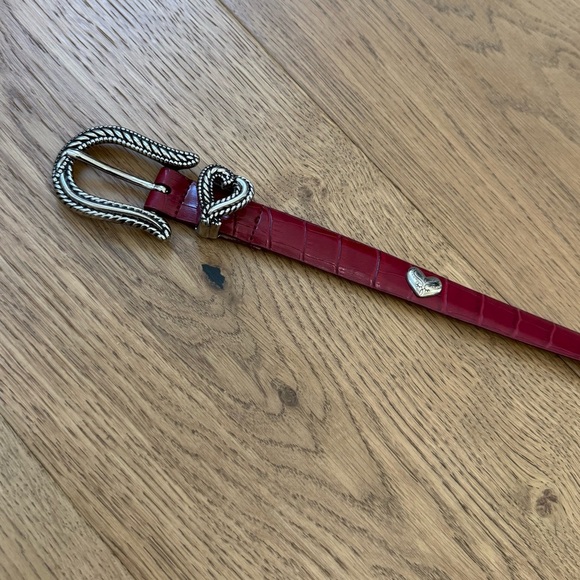 Designer-Inspired Red Leather Belt with Steel Hardware - Size Small - Like New - Picture 5 of 7